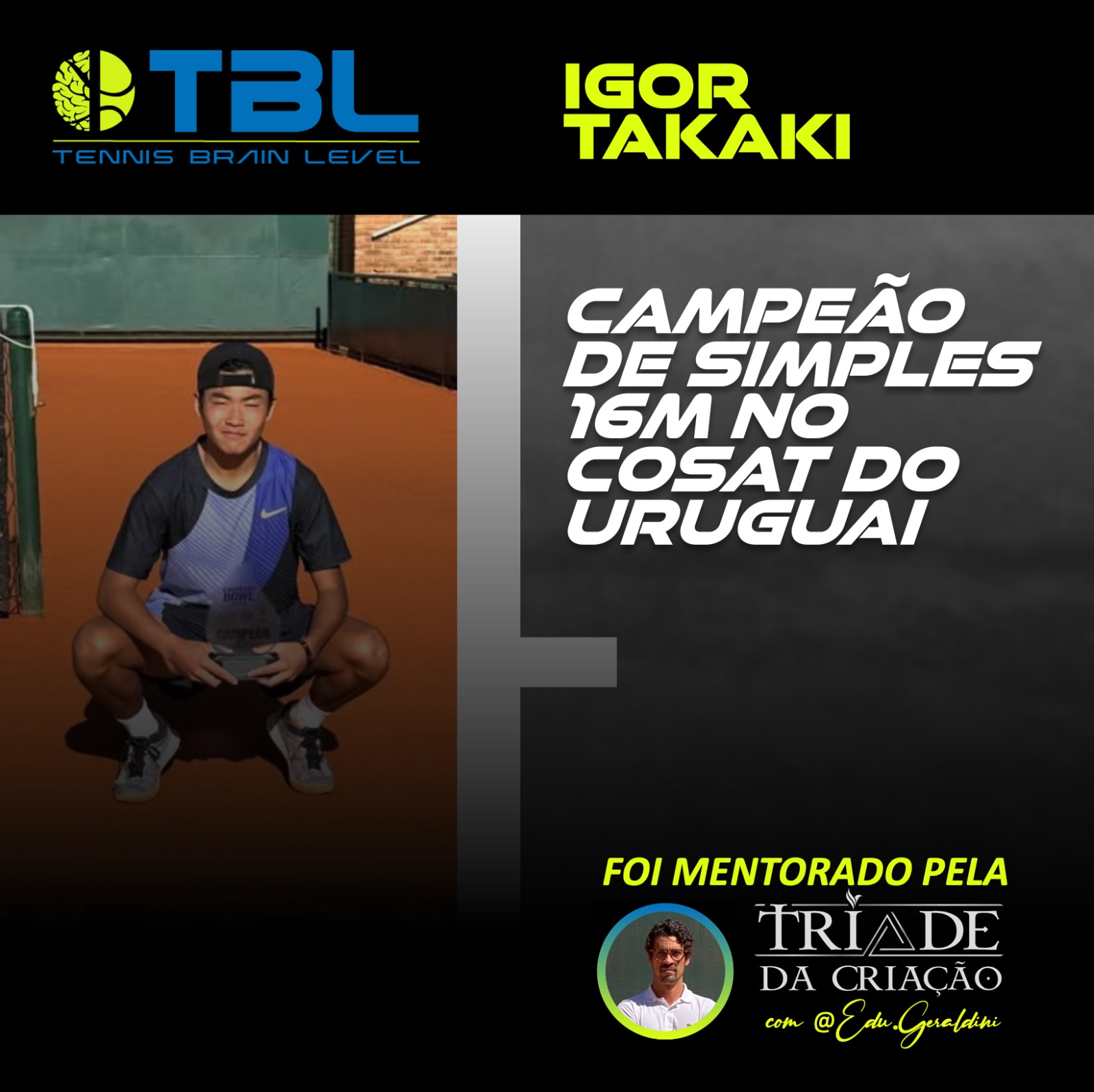 Igor Takaki — campeão de simples 16M no COSAT do Uruguai
