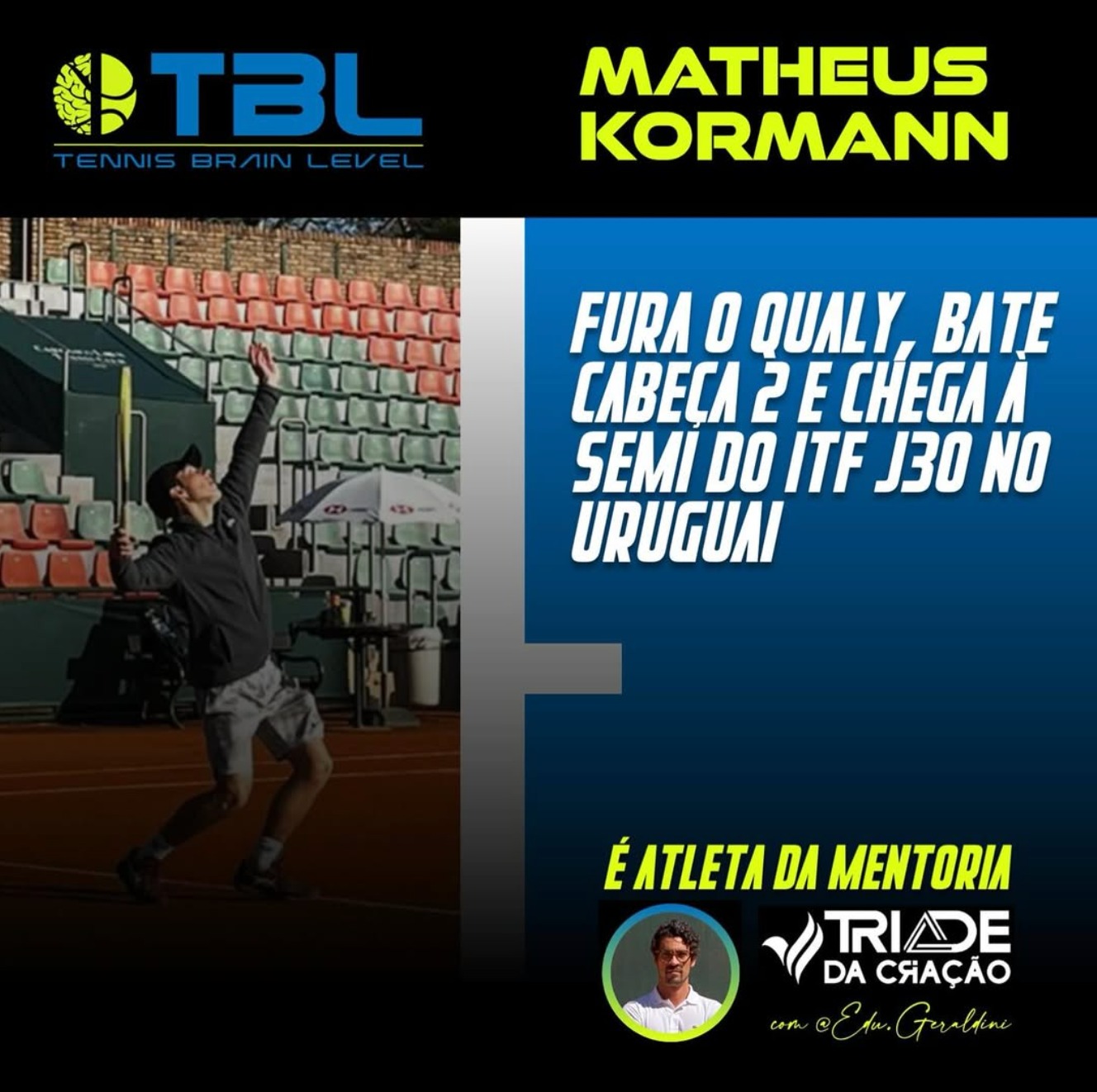 Matheus Kormann — semifinalista do ITF J30 no Uruguai