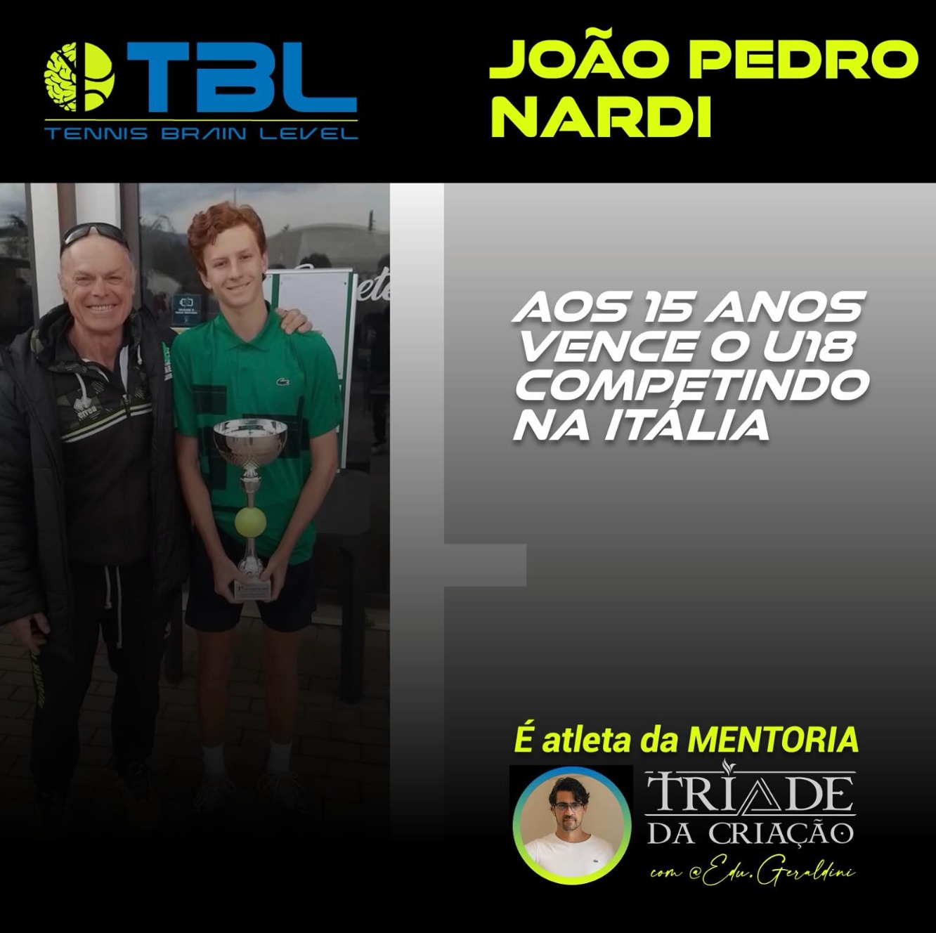 João Pedro Nardi — campeão U18 na Itália aos 15 anos